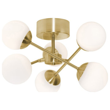AFx Lighting Pearl 5-Light 16" LED Semi-Flush Mount, Brass/Frosted
