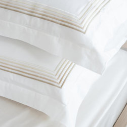 Italian 5-Line Embroidery Milk/Dune - Pillowcases And Shams