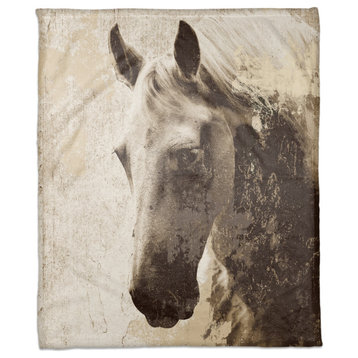 Vintage Horse 50x60 Coral Fleece Blanket