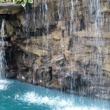 Before & After - Naturalistic Pool with waterfalls & movie screen in West LA, CA