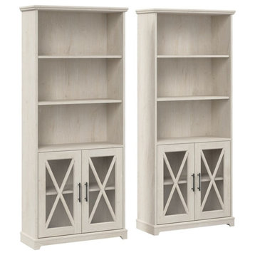 Bowery Hill 5-Shelf Engineered Wood Bookcase in Linen White Oak (Set of 2)