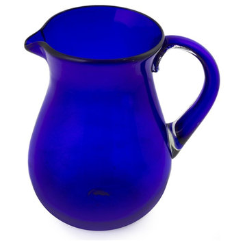 Handmade Pure Cobalt Blown glass pitcher - Mexico