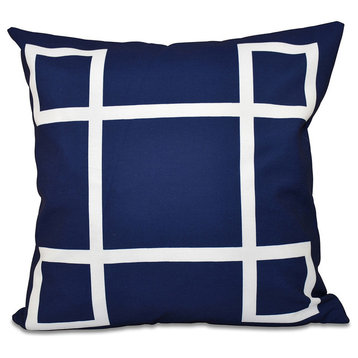 Geometric Decorative Pillow, Navy, 16"x16"
