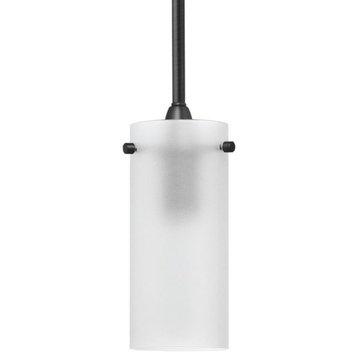 Effimero 1-Light Stem Hung Pendant Lamp, Frosted, Small, Black
