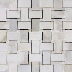 Honed Calacatta Gold Italian Marble Basketweave Mosaic Tile with Calacatta Oro D - Home Accessories & Decor