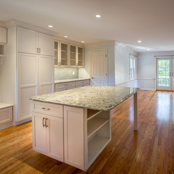 Pantry and Glass Doors accentuate the additional storage space in the new kitche