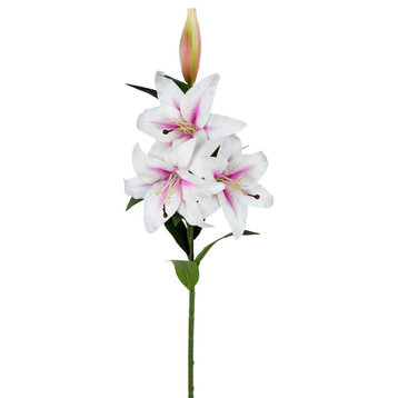 36" White/Pink Lily Spray 2/Pk