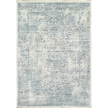 Eternal Ivory and Blue Area Rug, 4'x5.5'