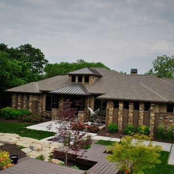 Modern Hillside Entry and Sculpture Garden