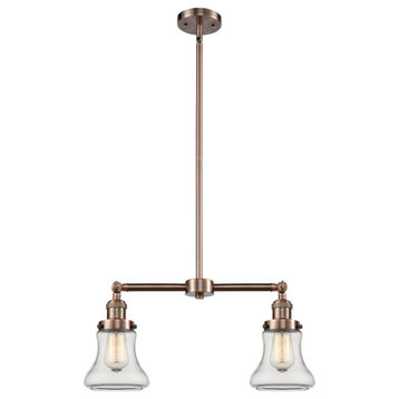 Bellmont 2-Light LED Chandelier, Antique Copper, Glass: Clear