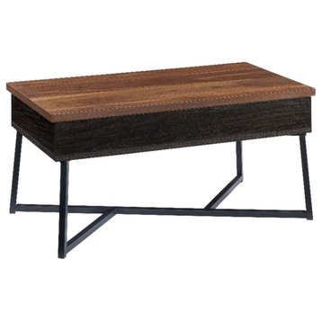 Sauder Canton Lane Engineered Wood/Metal Lift-Top Coffee Table in Brew Oak