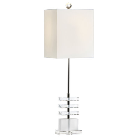 Vaughn 33" Metal and Crystal Table Lamp With Linen Shade