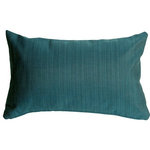 Pillow Decor Ltd. - Pillow Decor - Sunbrella Dupione Deep Sea 12 x 20 Outdoor Throw Pillow - Like the deep turquoise blue of a tropical sea, this Dupione Deep Sea throw Pillow is made from sturdy weather resistant fabric from Sunbrella -THE name in outdoor fabrics.