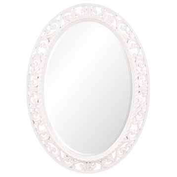 Suzanne Oval Mirror Custom Painted, Traditional, 30 X 38, Glossy White