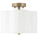 Capital Lighting - Capital Lighting 4452BG-557 Quinn - 2 Light Semi-Flush Mount - Canopy Included: TRUE  Shade Included: TRUE  Canopy Diameter: 4.75 x 0. Room: Bath/Hall/Staircase/Powder RoomQuinn Two Light Semi-Flush Mount Brushed Gold White Fabric Shade *UL Approved: YES *Energy Star Qualified: n/a  *ADA Certified: n/a  *Number of Lights: Lamp: 2-*Wattage:60w Medium Base bulb(s) *Bulb Included:No *Bulb Type:Medium Base *Finish Type:Brushed Gold