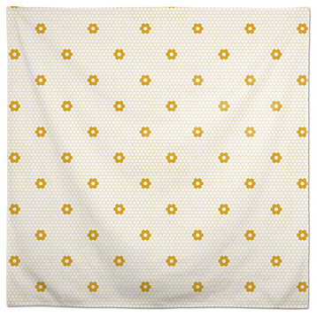 Floral Tile Yellow 58x58 Tablecloth