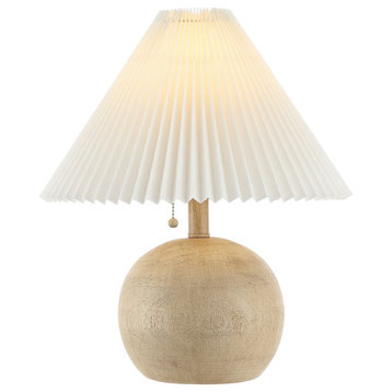 JONATHAN Y Lighting JYL1145 Aksel 17" Tall LED Vase Table Lamp - Beige Wood
