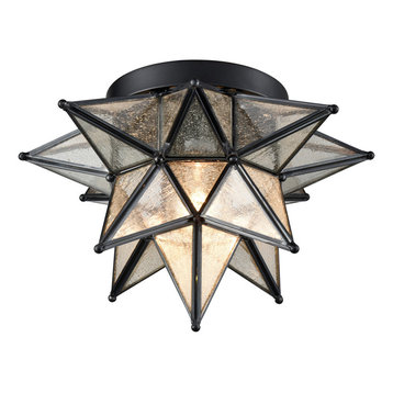 Glass Moravian Star Flush Mount Ceiling Light