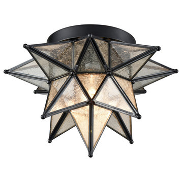 Glass Moravian Star Flush Mount Ceiling Light