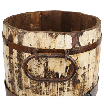 Rustic Farmhouse Trim Bucket-Vintage Inspired-Large-15 Inch, Antiqued White