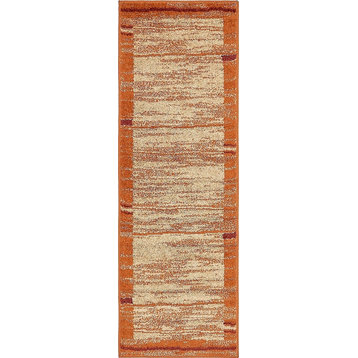 Contemporary Harvest 2'x6' Runner Wine and Khaki Area Rug