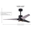 Super Janet 3-Bladed Paddle Fan With LED Light Kit, Gloss White Finish With Barn Wood Blades, 52"