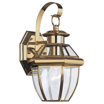 Sea Gull Lancaster 1-Light Outdoor Wall Lantern 8037-02, Polished Brass
