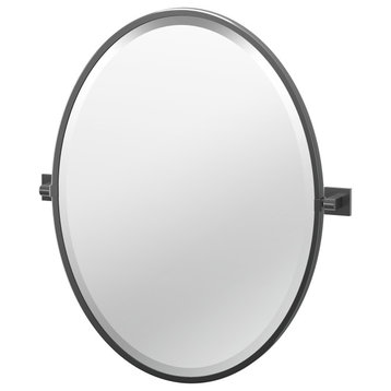 Elevate Framed Oval Mirror, Matte Black, 27.5