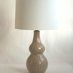 VIT ceramics Tall Gourd table lamp, taupe, large drum shade - Table Lamps