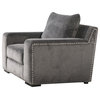 Acme Ushury Down Feather Arm Chair, Gray Fabric