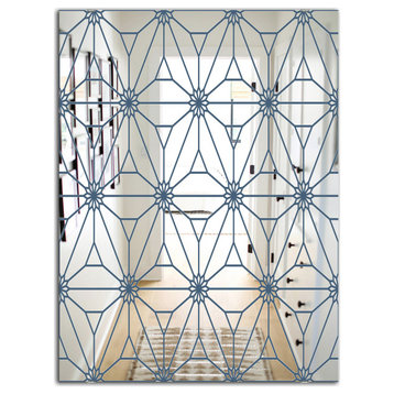 Designart Blue Illusion Midcentury Wall Mirror, 24x32