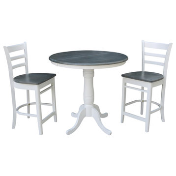 International Concepts 36" Round Extension Dining Table With 2 Stools