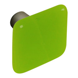 CKP - Art Glass Knob, Lime Green, Dull Brushed Nickel Base - Cabinet And Drawer Knobs