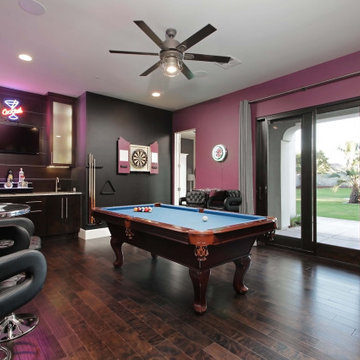 Spanish Transitional Game Room with Wet Bar & Pool Access