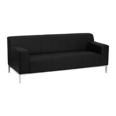 Aviator Leather Steel Sofas Houzz Flash Furniture Hercules Definity Series Black Leather Sofa With Stainless Steel Frame Sofas