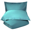 Luxury Cotton Blend Duvet Cover and Pillow Shams, Teal, Full/Queen