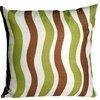 Pillow Decor - Country Stripes Green and Brown 20 x 20 Throw Pillow