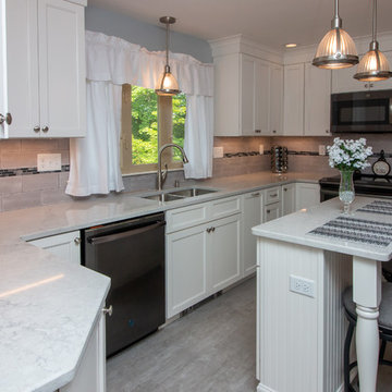 Transitional Chantilly Kitchen Remodel with Glacier Gray accent tile back splash