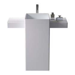 ADM Bathroom Design - ADM Rectangular Freestanding Pedestal Sink, White, 40", Glossy White - Bathroom Sinks