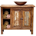 FoxDen Decor - Havana Single Sink Vanity, Espresso, 36"x22"x36", Single Sink - This beautiful reclaimed wood vanity has plenty of storage space inside the cabinet and the cubbies on the side are perfect for rolled towels and other decorative items! Our reclaimed wood will have natural signs of aging and weathering along with holes from the nails that held it to the buildings and corrals it was salvaged from.  We take all our reclaimed wood and carefully sand it down until it has our signature smooth, buttery finish. It's then stained and a hand rubbed paste wax is applied to the entire piece to protect and help seal the wood. We create each and every item by hand when ordered, so please expect slight variations in style and color.