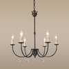 French Cottage Bronze Candle Chandeliers 6-Lights