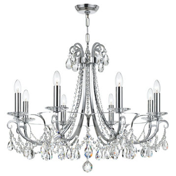 Othello 8-Light 25" Transitional Chandelier in Polished Chrome with Clear Hand