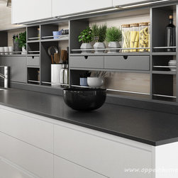 White and Gray Lacquer Kitchen Design - Kitchen Products