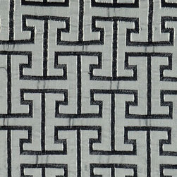 Grey Custom Made Embroidered Dupioni Silk Curtains - Window Treatments
