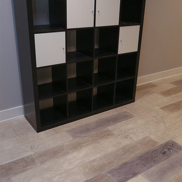 Faux-wood Granicrete Basement Flooring Remodel