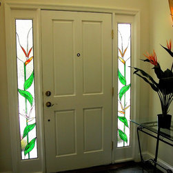 Floral Bird of Paradise - Stained Glass Panels