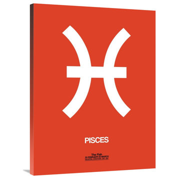 "Pisces Zodiac Sign White on Orange" Fine Art Print