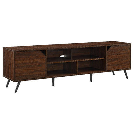 70" MCM Simple Wood TV Stand for TVs up to 80 inches - Dark Walnut