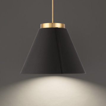 Bentley LED Pendant in Black & Aged Brass