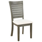OSP Home Furnishings - Walden Cane Back Dining Chair  with Gray Base and Linen White Fabric Seat - Walden Cane Back Dining Chair  with Gray Base and Linen White Fabric Seat